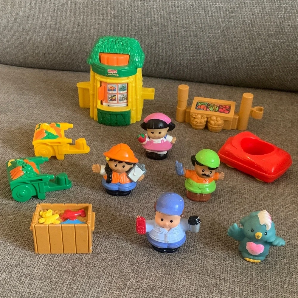 Fisher-Price Little People Assorted Figures Vegetable Stand Car Toy Chest Bird